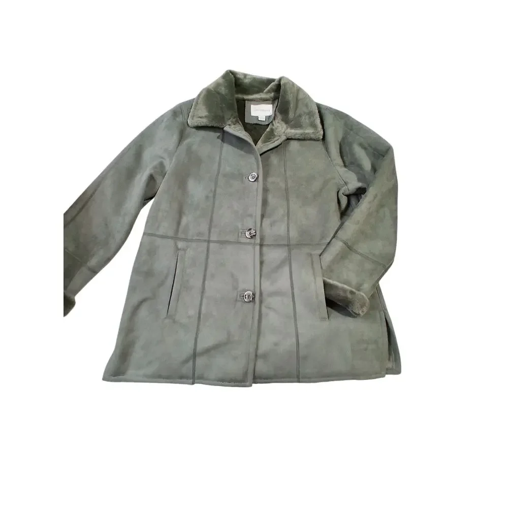 Appleseeds Faux Suede Women's‎ size XL Plush Lined Chunky Cozycore Winter Coat